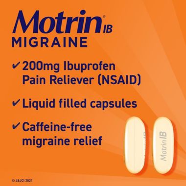 Motrin&reg; IB 80-Count Migraine Liquid Filled Ibuprofen Capsules. View a larger version of this product image.