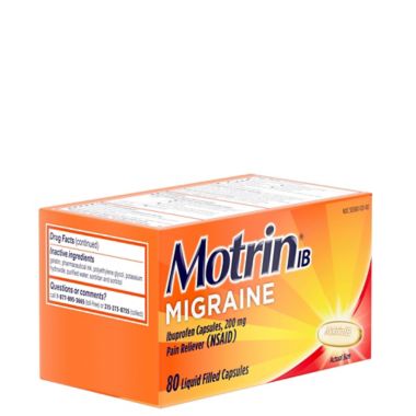Motrin&reg; IB 80-Count Migraine Liquid Filled Ibuprofen Capsules. View a larger version of this product image.