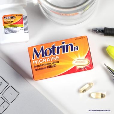 Motrin&reg; IB 80-Count Migraine Liquid Filled Ibuprofen Capsules. View a larger version of this product image.