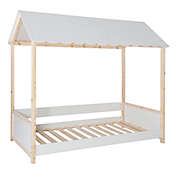 Wonder Hill Winney Twin Bed with Roof in White/Natural