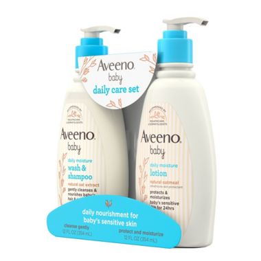 Aveeno&reg; Baby Wash &amp; Shampoo and Daily Moisture Lotion Daily Care Set. View a larger version of this product image.