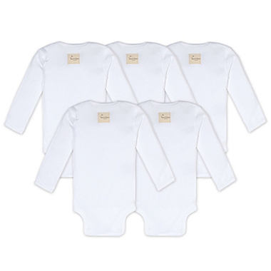 Burt&#39;s Bees Baby&reg; Size 6-9M 5-Pack Organic Cotton Long Sleeve Bodysuit in Cloud. View a larger version of this product image.