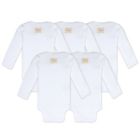 Alternate image 1 for Burt&#39;s Bees Baby&reg; Size 3-6M 5-Pack Organic Cotton Long Sleeve Bodysuit in Cloud