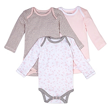 Burt&#39;s Bees Baby&reg; Size 12M 3-Pack Dusty Dandelions Organic Cotton Long Sleeve Bodysuits. View a larger version of this product image.