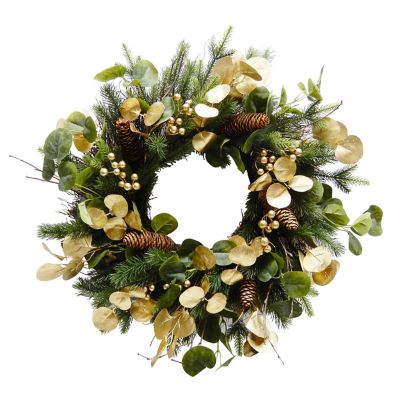 Bee & Willow&trade; Eucalyptus Decorative Christmas Wreath in Gold