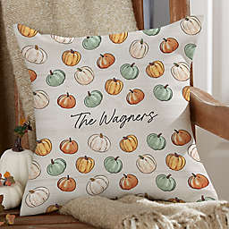 Fall Family Pumpkins Personalized 16-Inch Square Outdoor Throw Pillow