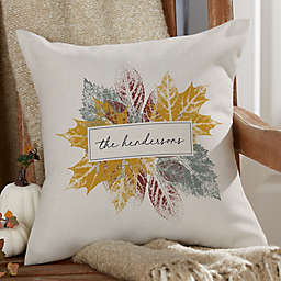 Stamped Leaves Personalized 16-Inch Square Outdoor Throw Pillow