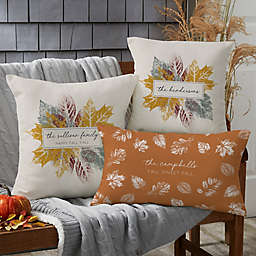 Stamped Leaves Personalized Rectangle Lumbar Outdoor Throw Pillow