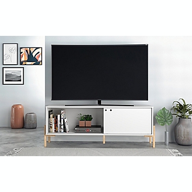 Manhattan Comfort&copy; Bowery 55.12-Inch TV Stand in White/Oak. View a larger version of this product image.
