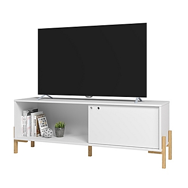Manhattan Comfort&copy; Bowery 55.12-Inch TV Stand in White/Oak. View a larger version of this product image.