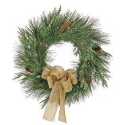 HGTV Home 22-Inch Pre-Lit Black Tie Cedar Wreath