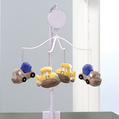 Bedtime Originals&reg; Construction Zone Musical Baby Crib Mobile in Grey. View a larger version of this product image.