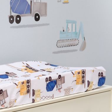 Bedtime Originals&reg; Construction Zone Changing Pad Cover in White. View a larger version of this product image.