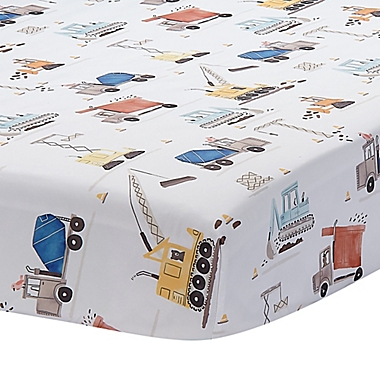 Bedtime Originals&reg; Construction Zone Fitted Crib Sheet in White. View a larger version of this product image.
