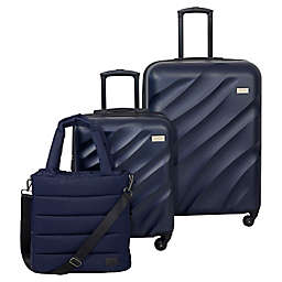Geoffrey Beene™ 3-Piece Hardside Upright Carry Ons and Puffer Underseat Luggage Set in Blue