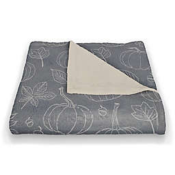 Designs Direct Fall Pattern Fleece Throw Blanket in Blue