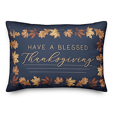 Designs Direct Blessed Thanksgiving Rectangular Throw Pillow in Navy. View a larger version of this product image.