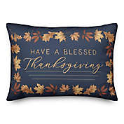Designs Direct Blessed Thanksgiving Rectangular Throw Pillow in Navy