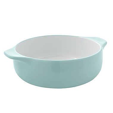 KitchenAid&reg; 8-Inch Round 2.5-Quart Vitrified Stoneware Casserole Baker in Aqua. View a larger version of this product image.