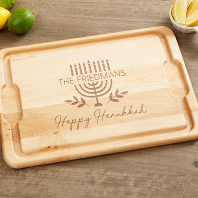 Spirit of Hanukkah 12-Inch x 17-Inch Personalized Maple Cutting Board in Natural