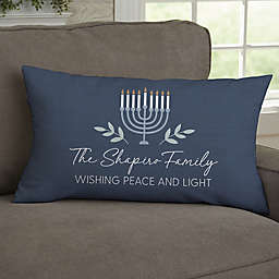Spirit of Hanukkah Menorah Personalized Velvet Lumbar Throw Pillow