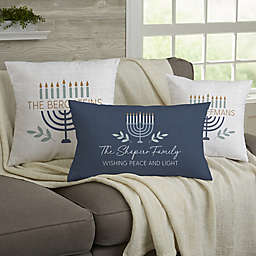 Spirit of Hanukkah Menorah Personalized Rectangle Lumbar Throw Pillow