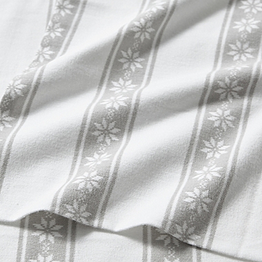 Eddie Bauer&reg; Snowflake Fair Isle Cotton Flannel Queen Sheet Set in Grey. View a larger version of this product image.