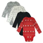 Honest&reg; Size 0-3M 4-Pack Fair Isle Organic Cotton Long Sleeve Bodysuits