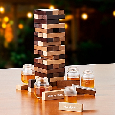 Hammer + Axe&trade; Drink-A-Tower Wooden Stacking Blocks Game with Shot Glasses. View a larger version of this product image.