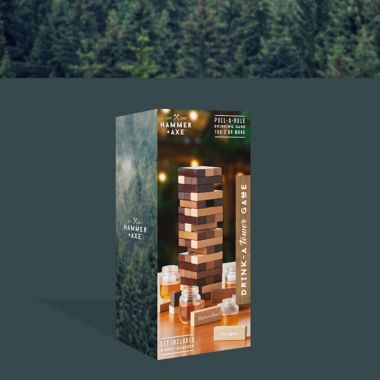 Hammer + Axe&trade; Drink-A-Tower Wooden Stacking Blocks Game with Shot Glasses. View a larger version of this product image.