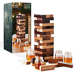 Hammer + Axe™ Drink-A-Tower Wooden Stacking Blocks Game with Shot Glasses