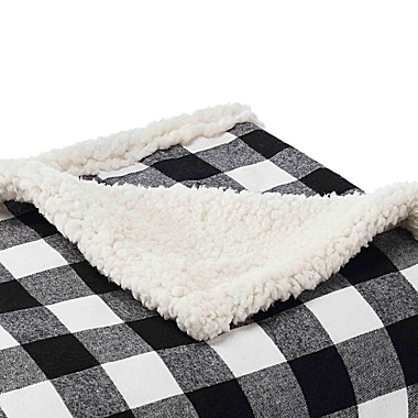 Eddie Bauer&reg; Cabin Plaid Yarn-dyed Cotton Flannel Reversible Throw in Black. View a larger version of this product image.