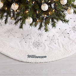 Season's Sparkle 52-Inch Personalized Holiday Tree Skirt in White