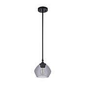 Globe Electric Harrow 1-Light Pendant Light in Matte Black with Smoked Glass Shade
