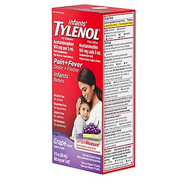 Infant Tylenol&reg; Oral Suspension Pain + Fever in Grape Flavor. View a larger version of this product image.