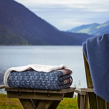 Eddie Bauer&reg; Fair Isle Polar Fleece Ultra Soft Plush Reversible Throw in Midnight. View a larger version of this product image.