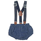 Alternate image 2 for So&#39; Dorable Chambray Bow Tie and Diaper Cover with Suspenders Set