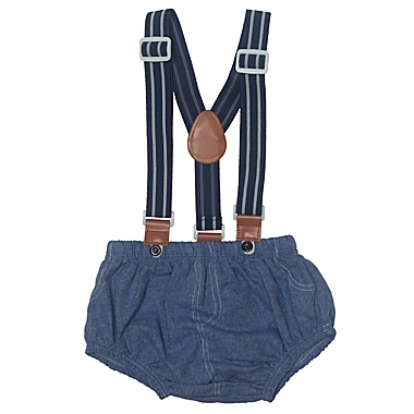 So&#39; Dorable Chambray Bow Tie and Diaper Cover with Suspenders Set. View a larger version of this product image.