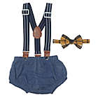 Alternate image 0 for So&#39; Dorable Chambray Bow Tie and Diaper Cover with Suspenders Set