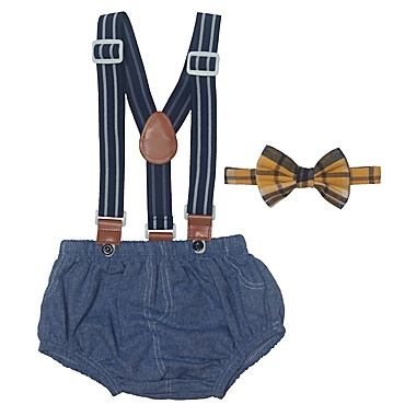 So&#39; Dorable Chambray Bow Tie and Diaper Cover with Suspenders Set. View a larger version of this product image.