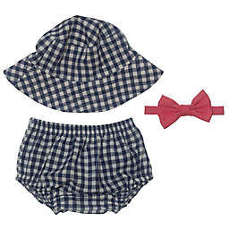 So Dorable® Size 0-6M 3-Piece Check Diaper Cover, Hat, and Bow Tie Set in Navy
