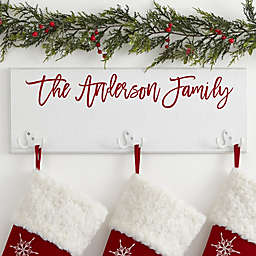 Scripty Name Personalized 3-Hook Christmas Stocking Holder in White/Red