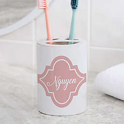 Geometric Pattern Personalized Ceramic Toothbrush Holder