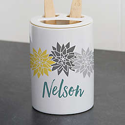 Mod Florall Personalized Ceramic Toothbrush Holder
