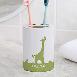 Baby Zoo Animals Personalized Ceramic Toothbrush Holder