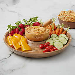Brisbane Collection Personalized Wooden Chip and Glass Dip Bowl