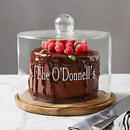 Brisbane Collection Personalized Cake Dome with Acacia Wood Base
