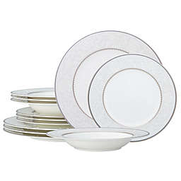 Noritake® 12-Piece Brocato Dinnerware Set in White/Grey