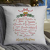 Merry Family Personalized Christmas 18-Inch Velvet Throw Pillow