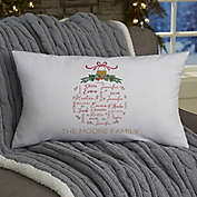 Merry Family Personalized Christmas Lumbar Throw Pillow